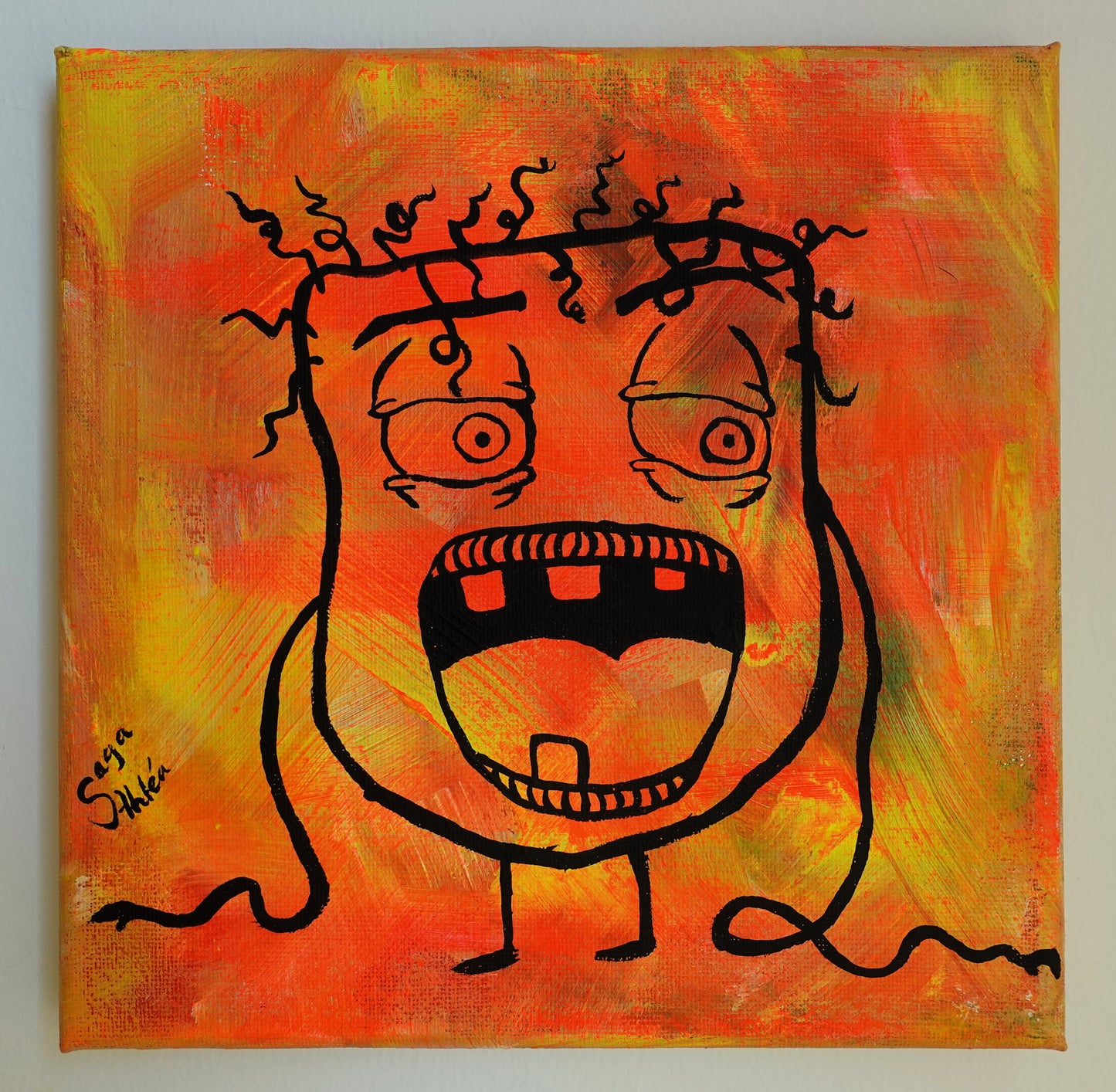 Mlvin | Streckmonster på canvas (orginalmålning) 20x20